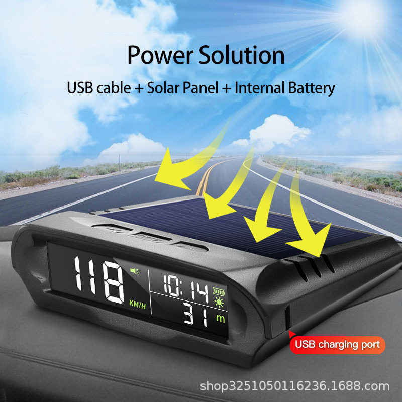 Car Hud Head-Up Display Solar Car Speedometer Wireless Gps + Beidou Car Speedometer Universal Model