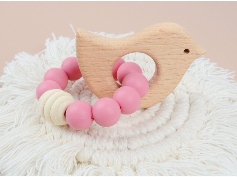 Teething Stick Baby Accessories 1 Piece Quantity Cute Solid Color Beech Silicone Teething Stick Baby Accessories