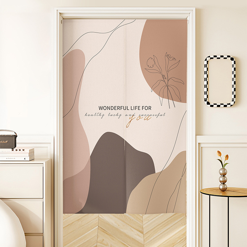 Door Curtain Partition Curtain Living Room Kitchen Home Punch-Free Hanging Curtain Bedroom Kitchen Half Curtain Bathroom Privacy Curtain