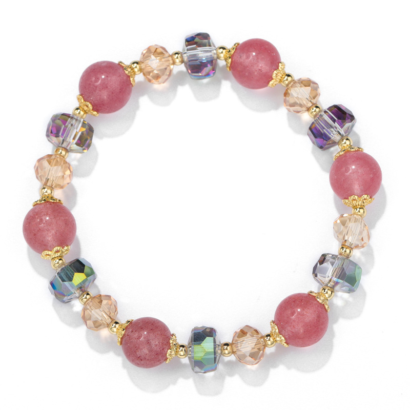 Weiyi natural fresa cristal pulsera mujer temperamento salvaje color cristal pulsera regalo joyería al por mayor