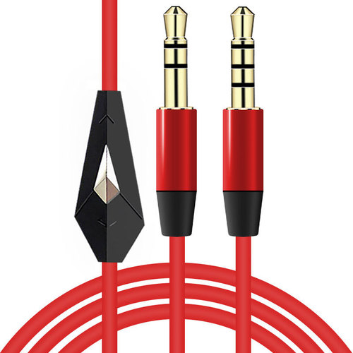 3.5红色音频线 带麦音频线 带咪音频线 AUX耳机对录线 批发
