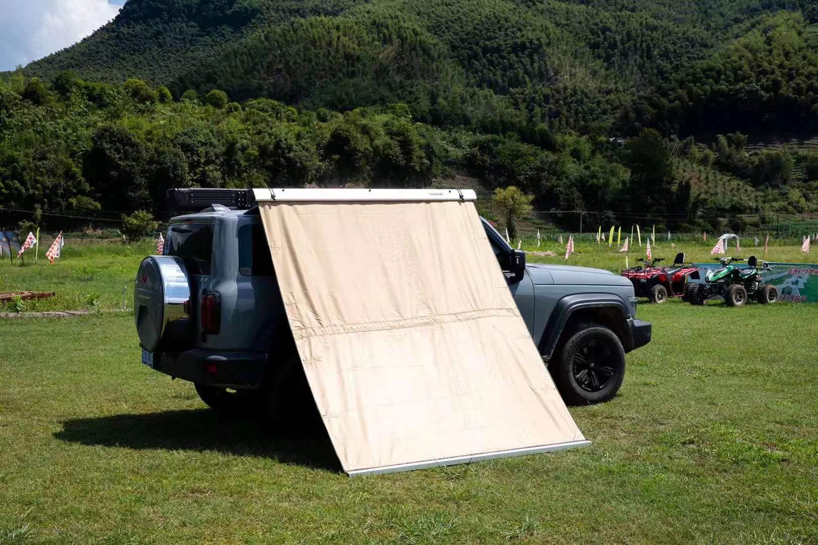 Aluminum Alloy Shell Off-Road Suv Outdoor Car Side Sunshade Roof Canopy Black Rubber Canopy Side Tent