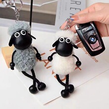 可爱肖恩羊挂件小羊毛绒公仔汽车钥匙链情侣款背包挂饰闺蜜小
