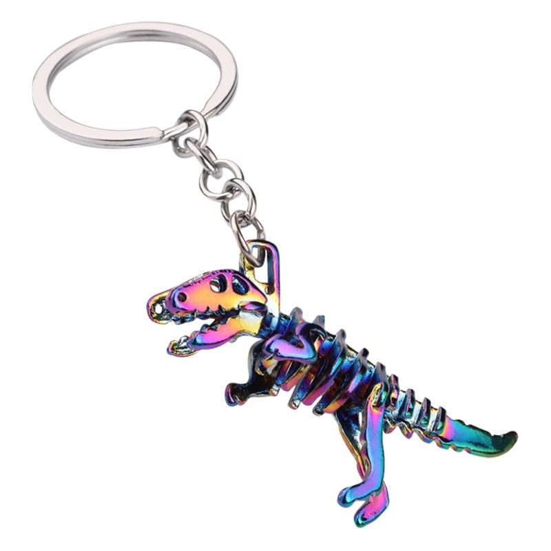Alloy Colorful Skull Dinosaur Keychain Halloween Skull Horror Key Pendant Small Gift Keychain Pendant