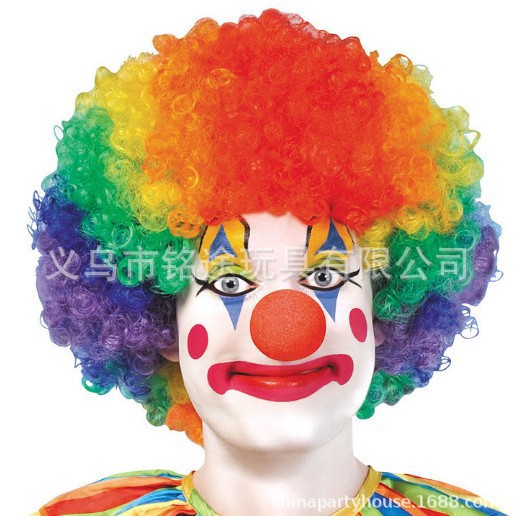 Joker Dress Up Performance Disfraces Colorido iridiscente Fan Cabeza explosiva Peluca Cabello rizado Cabello Cabello Funda Joker cos