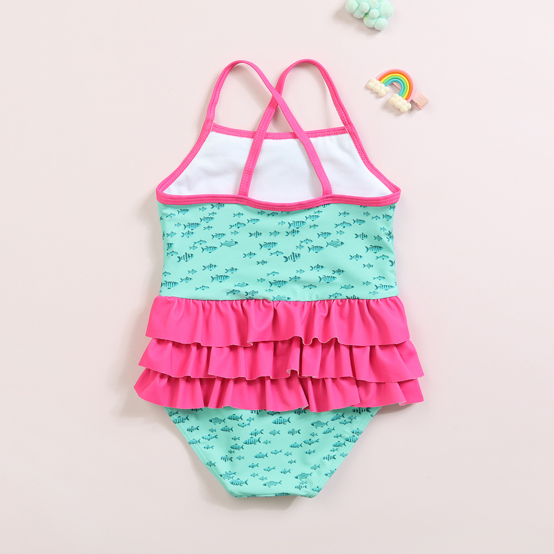 New Girl's One-piece Swimming Suit Cute Lotus Leaf Flamingo Baby Girl Comfortable High Elastic High Quality Swimwear display picture 3