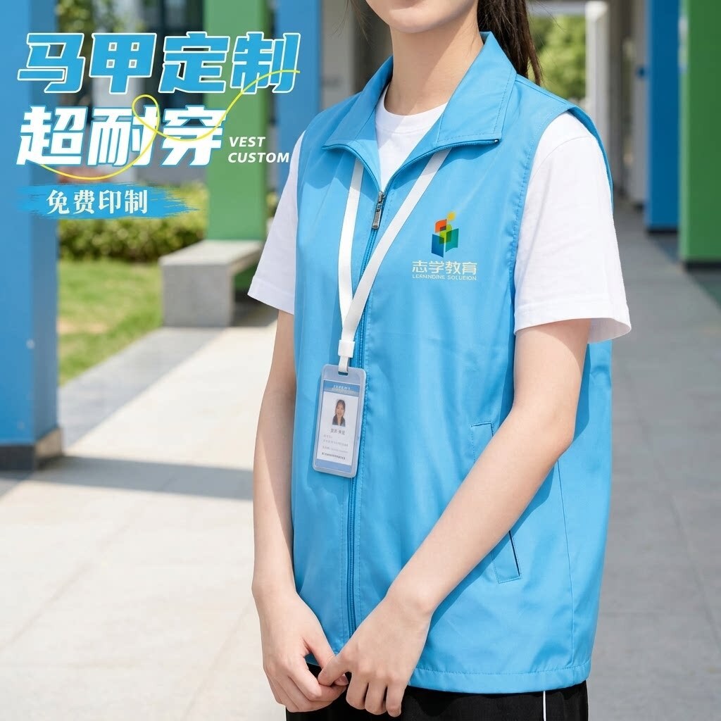 招生马甲工作服印logo托管班教育宣传活动社团志愿者工装马夹