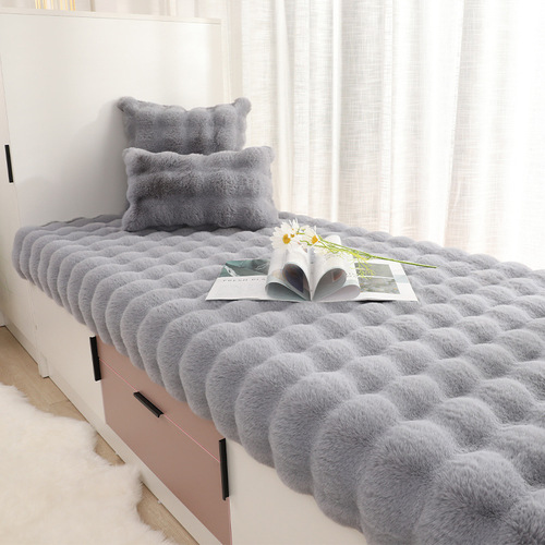 A set of  new style, high-end, fluffy, thick balcony cushions with a window sill pad, window sill blanket, and seat cushion.