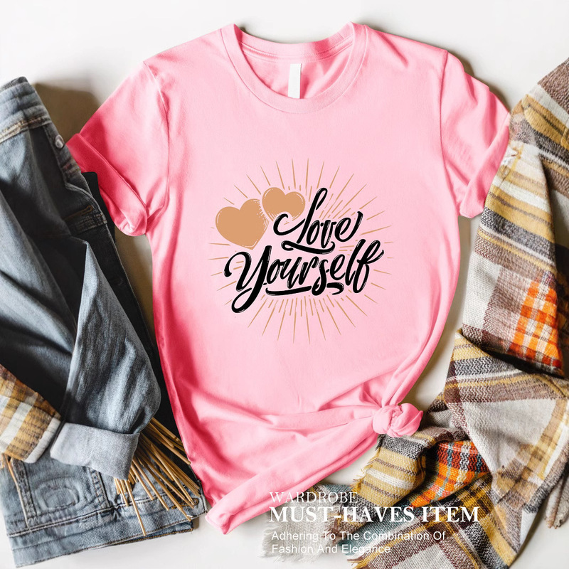 Amazon AliExpress Spring and Summer New Love Yourself Love Yourself Color Printed Casual Women's T-shirt