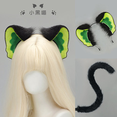 漫展小黑cos道具小黑猫耳朵兽耳发箍方舟干员小黑猫耳朵尾巴套装