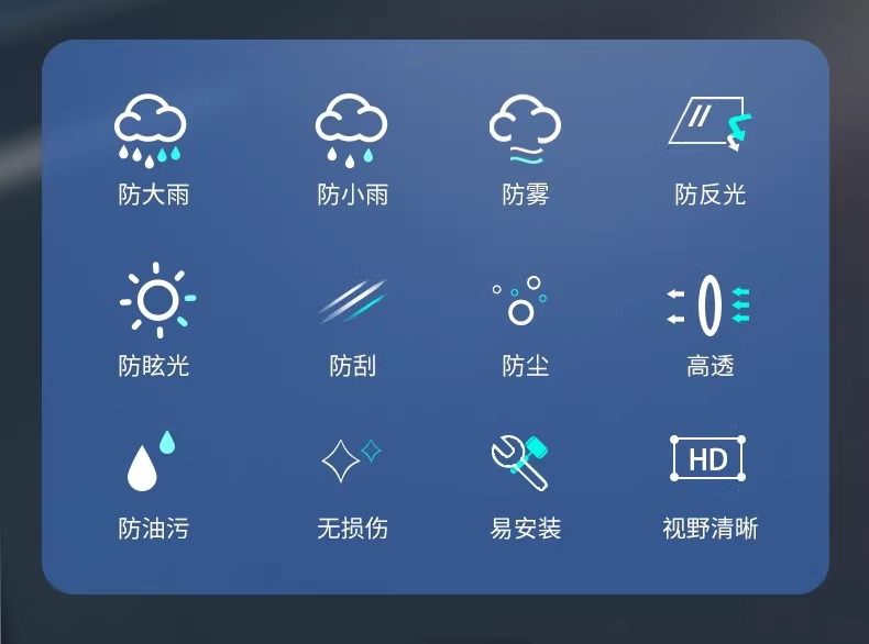 Rearview mirror rainproof film film reversing mirror reflective car artifact waterproof rainproof glass anti-fog rainy day