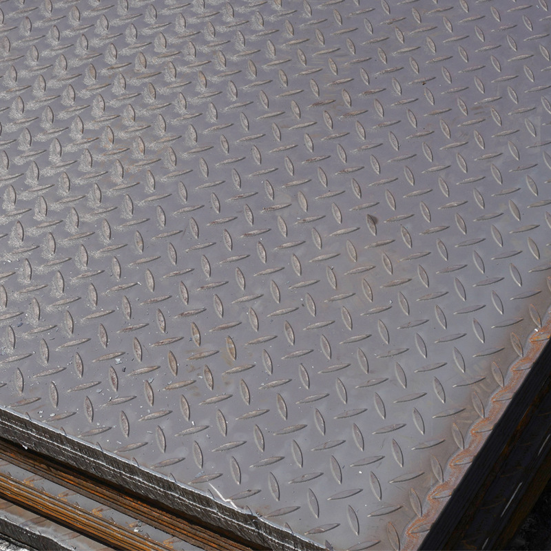防滑花纹板q235碳钢扁豆压花中厚板可切割加工防滑步梯碳钢板