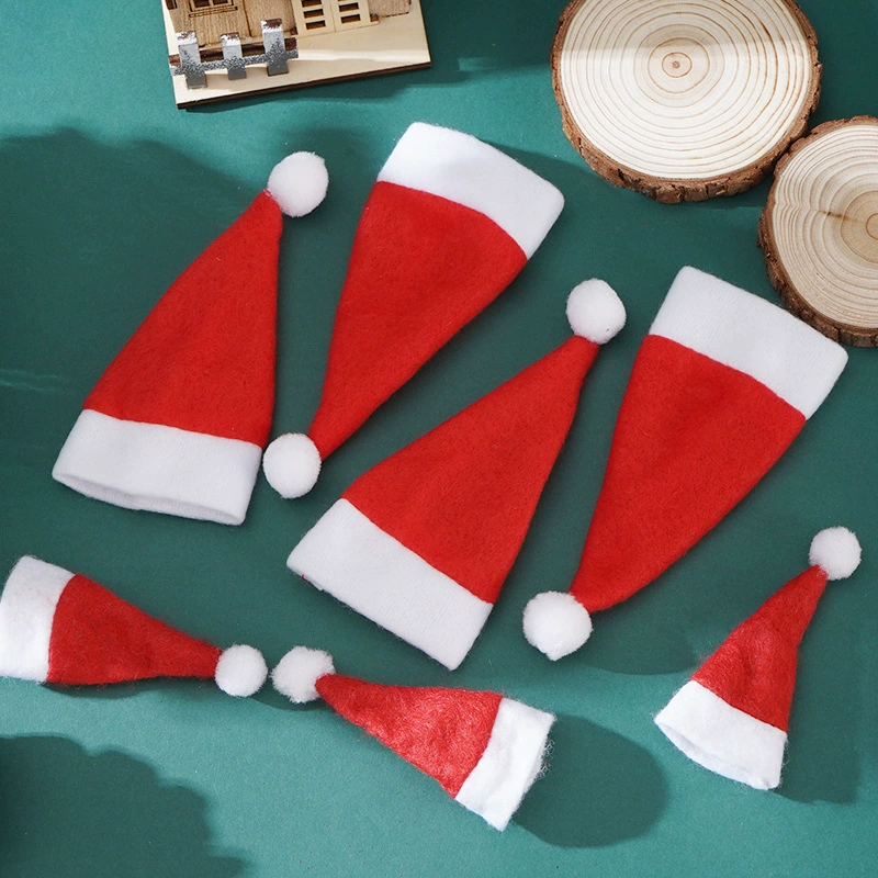 Трансграничная декоративная мини-рождественская шляпа, шляпа для бутылки вина, маленькая шляпа, рождественская шляпа, набор ножей и вилок, аксессуары для украшения рождественской вечеринки