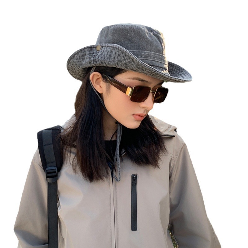 Jeans pescador sombrero mujer 2024 nueva primavera y otoño plegable al aire libre camping sombrero de montaña sombrero de verano
