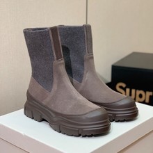 广州原标专柜品质欧美大牌真皮女鞋2025秋冬新款切尔西烟筒短靴