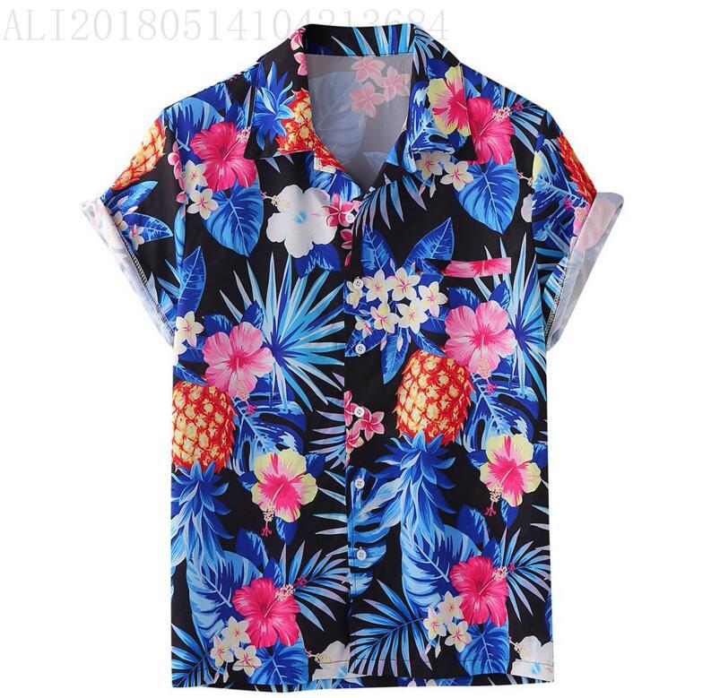 欧美跨境亚马逊新款 男士印花夏威夷短袖衬衫 厂家直销