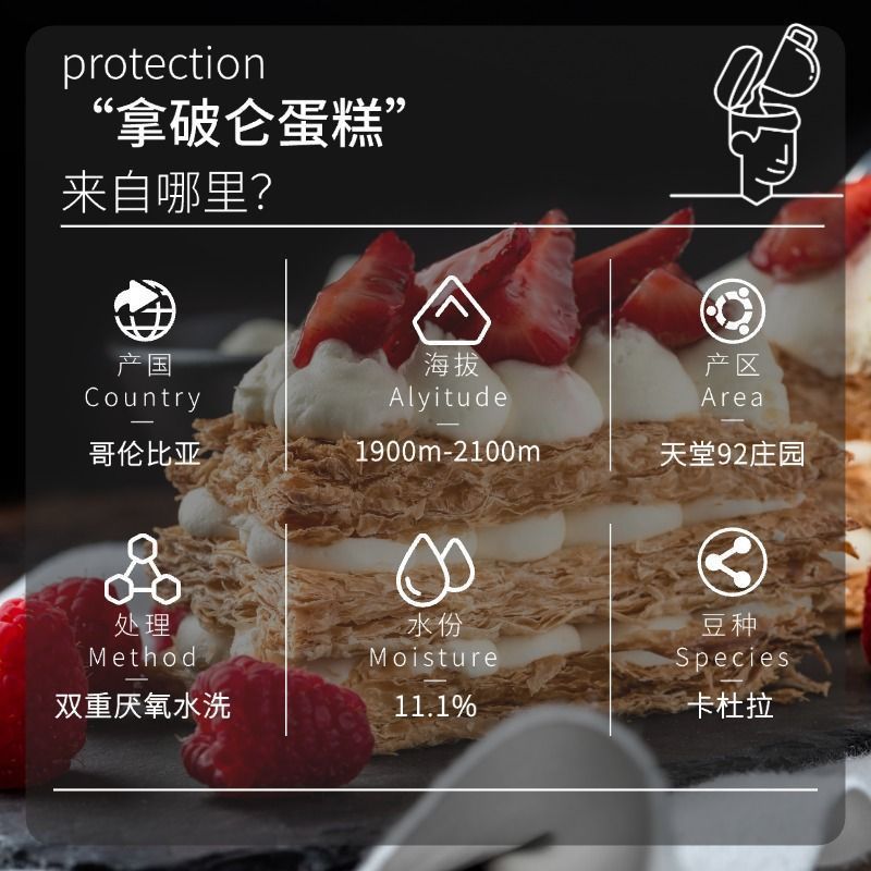 玩豆哥伦比亚咖啡生豆拿破仑蛋糕双重厌氧水洗千层酥家用烘焙优选|undefined