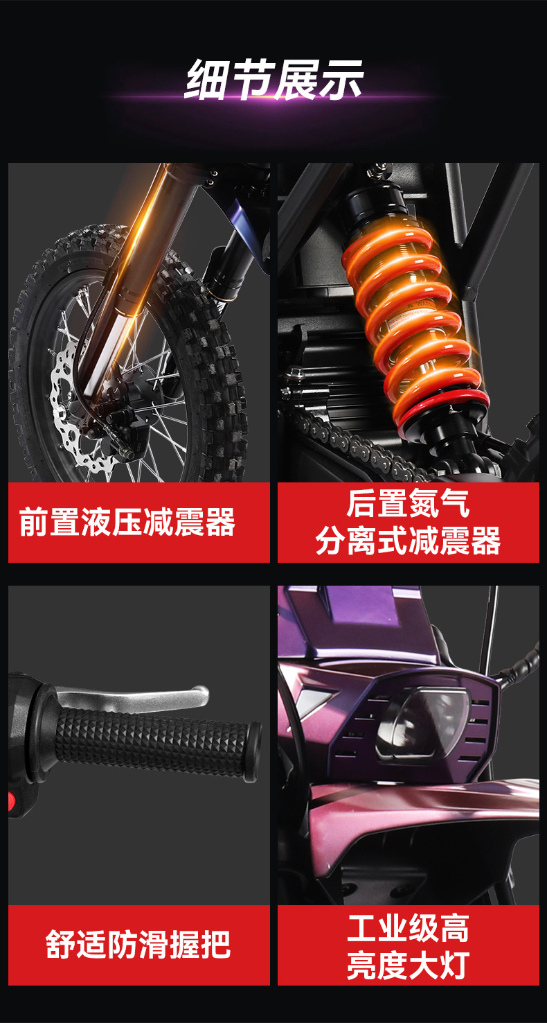 New Electric Off-Road Motorcycle with Deceleration Motor, High-Performance Electric Motorcycle, 60V25Ah High-Power Motorcycle