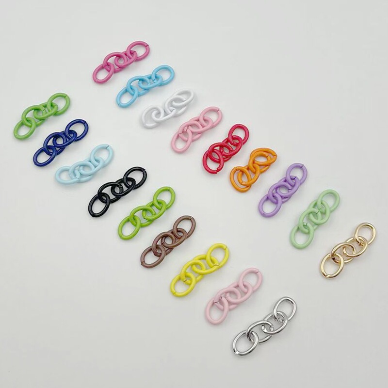 Colorful Painted Four-Section Chain Keychain Tail Chain Spray-Painted Extension Chain DIY Connection Key Chain Jewelry Accessories