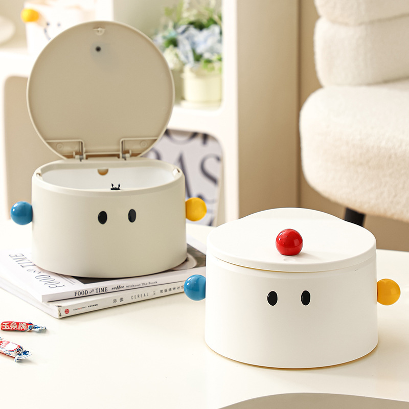 Net red desktop dresser high value trash bin household living room bedroom office press with lid storage