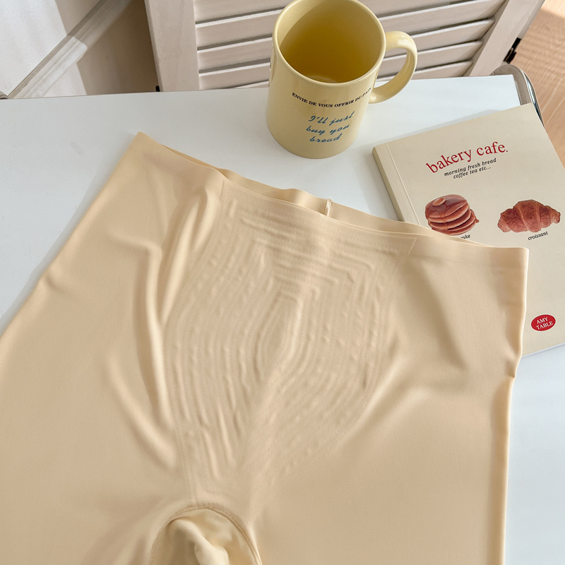 Calzoncillos bóxer para mujer de verano, seda de hielo para mujer, cintura alta sin costuras, talla grande, abdomen, pantalones de seguridad de cuatro esquinas dos en uno, delgados