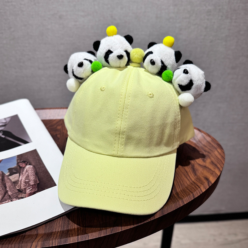 Gorra de béisbol padre-hijo de dibujos animados, diseño panda blanco y negro, algodón cómodo para niños y adultos
