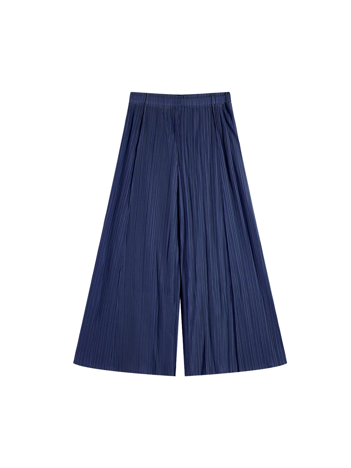Quần culottes nữ ống rộng cạp cao xếp ly dáng suông dài midi — màu xanh nhạt