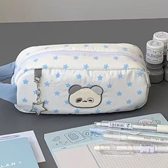 Xiaohongshu 同じスタイルのブルースターペンケース学生刺繍文具箱大容量化粧品袋高価値筆箱