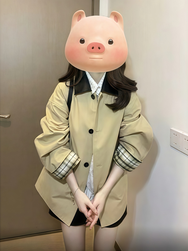 卡其色短款风衣外套女2025春秋新款韩系感气质休闲宽松小个子百搭|undefined