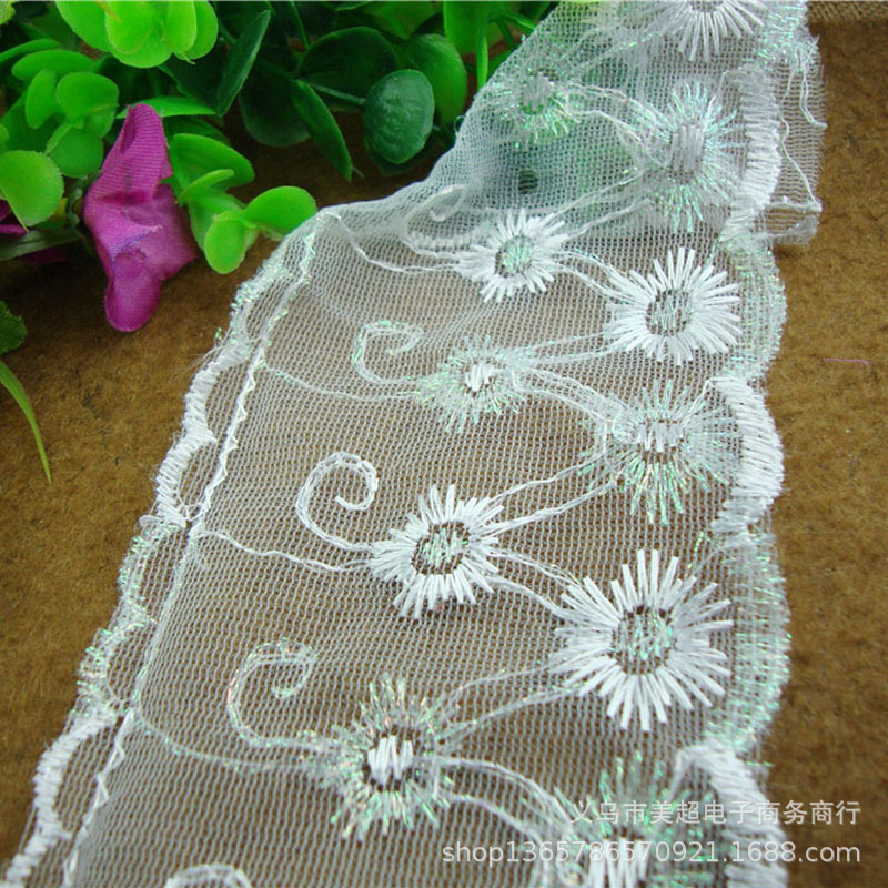 厂家直发8.5厘米七彩定型纱花边用于帽子袖套家纺品蕾丝手工辅料