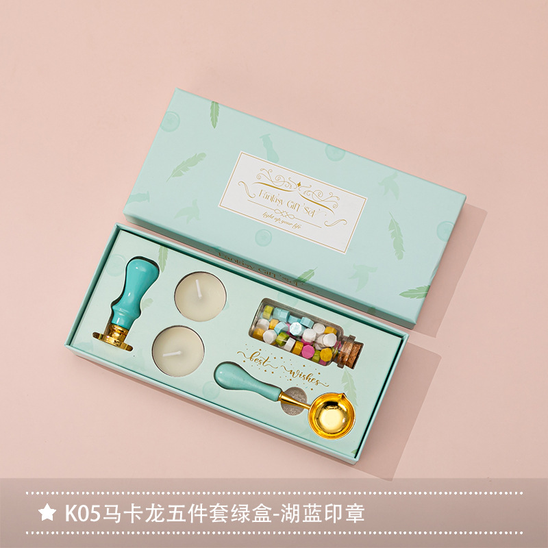 Nuevo macaron fuego pintura cera grano horno sello mano cuenta Día de San Valentín cumpleaños regalo fuego pintura sello conjunto completo al por mayor