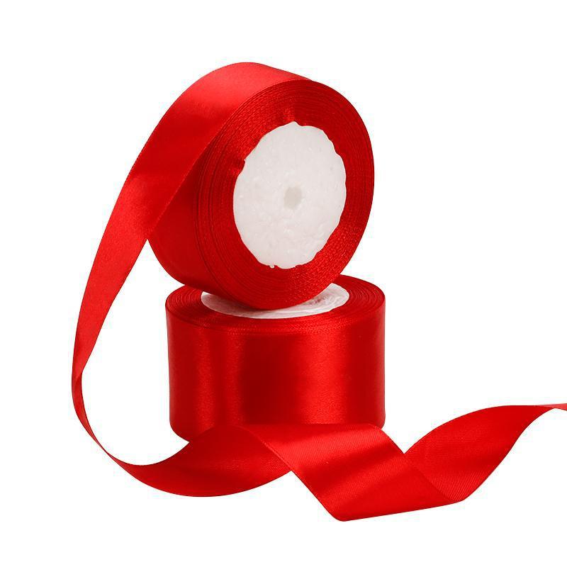 Handmade Ribbon DIY Material Color Ribbon Red Fabric Ribbon Satin Band Hair Band DIY Wedding Streamer Tied Bag Tied Band Wholesale