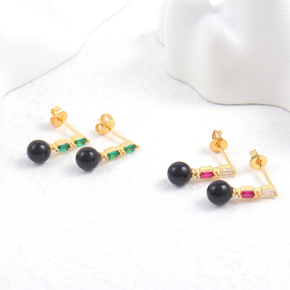Brand creative geometric fashionable copper earrings pearl