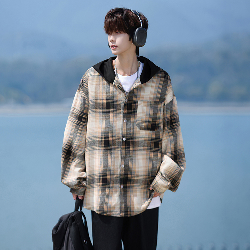 Hong Kong Style Youthful Plaid Long-Sleeve Shirt for Men, New Summer Trendy Brand Loose Casual Cool Shirt Jacket Hong Kong Style Youthful Plaid Long-Sleeve Shirt for Men, New Summer Trendy Brand Loose Casual Cool Shirt Jacket