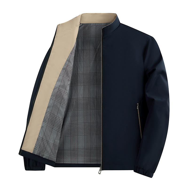 Men's Jacket Business Casual Autumn Spring Solid Colour Stand Up_voghion.com