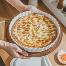 批发微波炉陶瓷烤盘烘焙模具芝士焗饭盘家用烤箱加厚耐热圆披萨盘