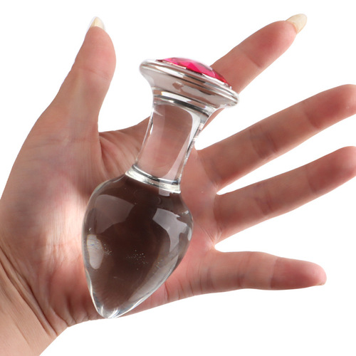 Female masturbation crystal diamond massage stick glass penis backcourt anal plug alternative toy fun