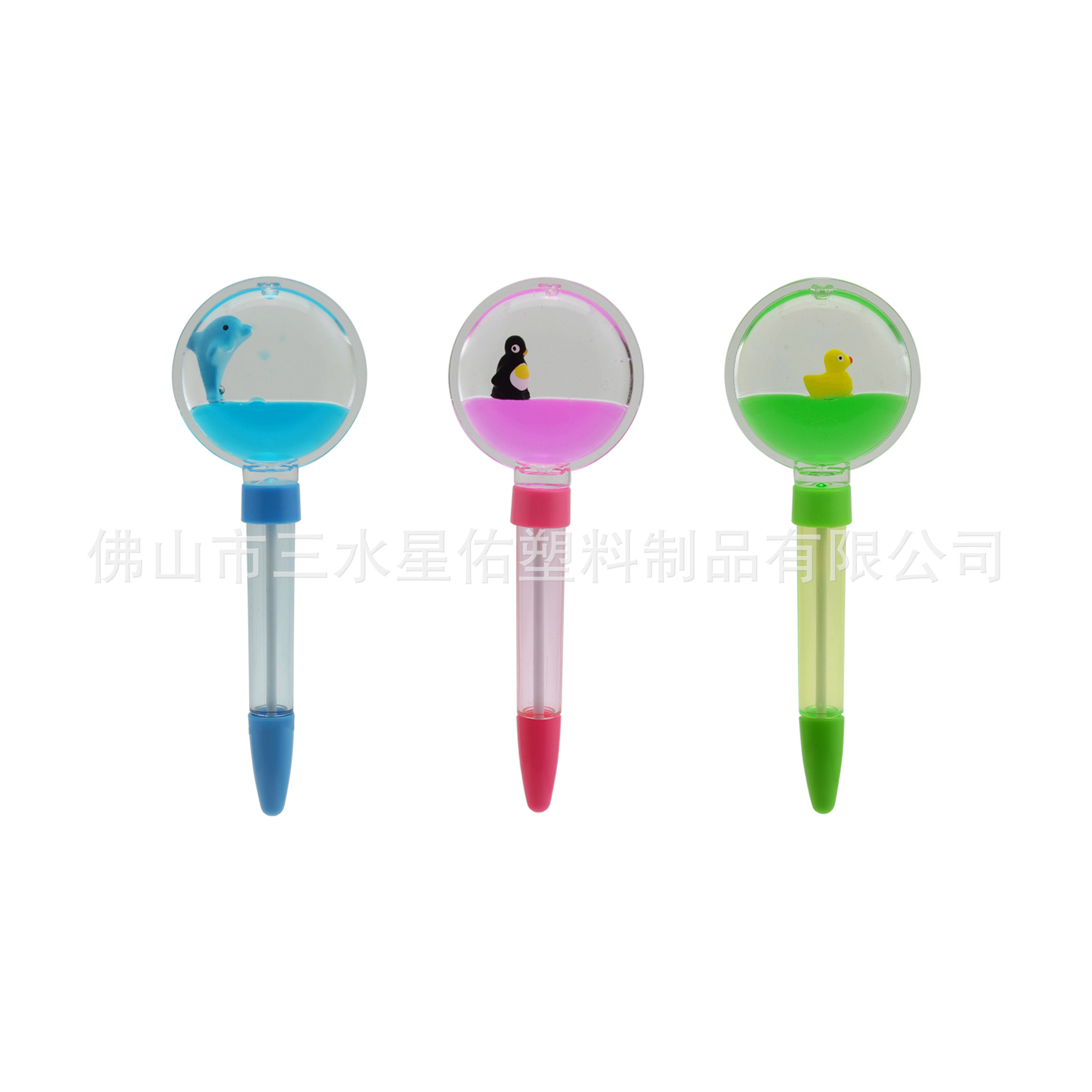 F29圆形笔 亚克力炫彩多色入油液体圆珠笔 可自定闪粉 公仔