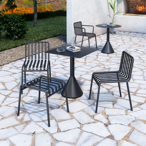 Modern minimalist outdoor metal tables and chairs, café and restaurant outdoor high-legged tables and chairs, garden balcony outdoor bar counter tables