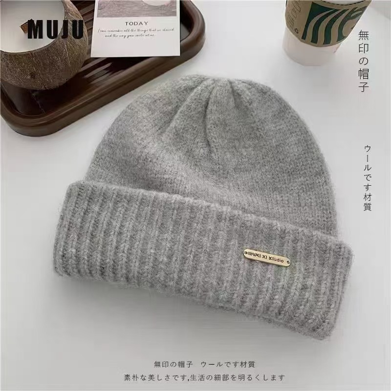 帽子女秋冬季新款护耳堆堆针织保暖大头围包头冷帽冬显脸小毛线帽|undefined