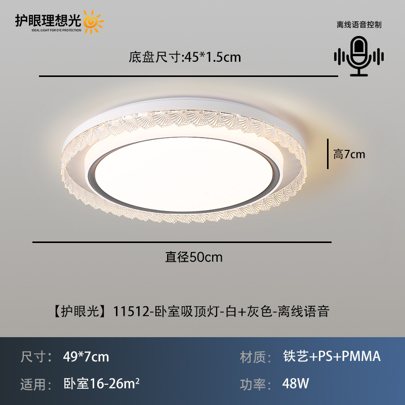 Luz de techo de la sala de estar, lámpara de dormitorio, luz de protección de ojos de alto brillo, nueva simple y cálida lámpara de techo del dormitorio principal 323L