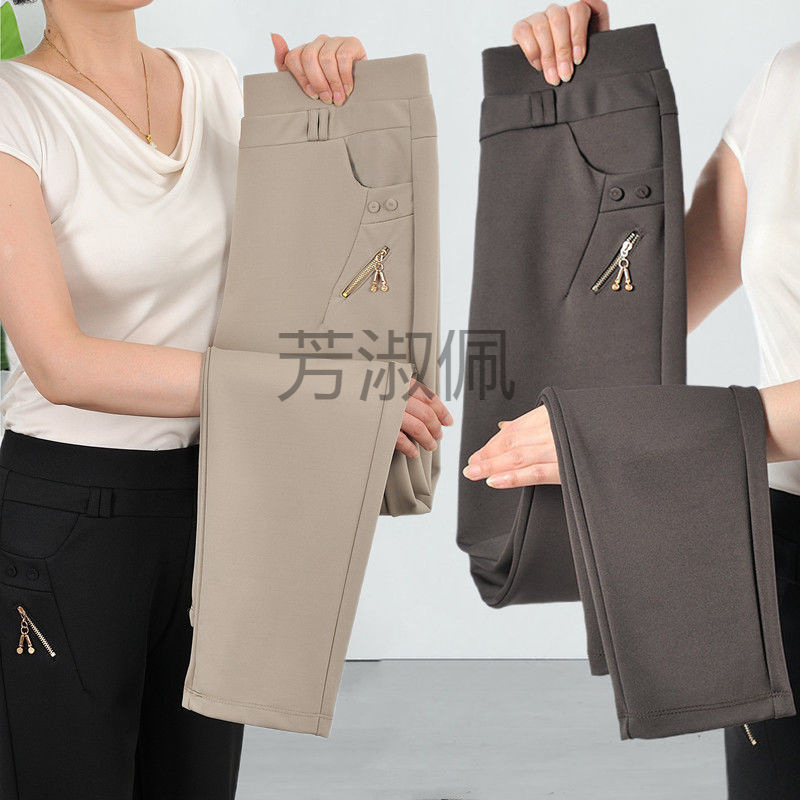 FS 새로운 여성 바지 스트레치 엄마 바지 중년 여성의 높은 허리 캐주얼 바지 봄과 가을 여름 얇은 중년 및 노인