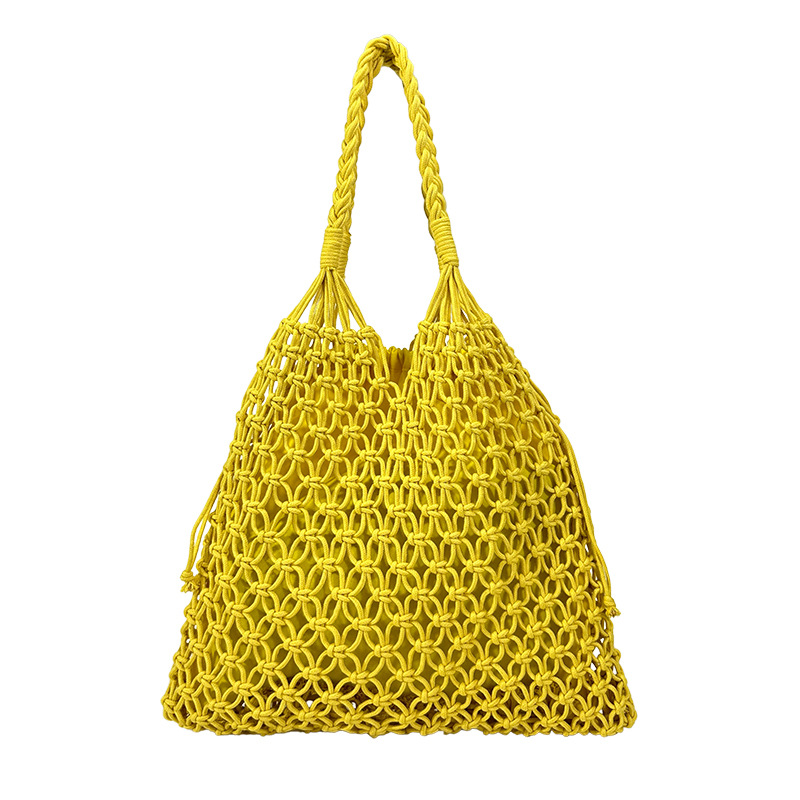 Bolsa de alta capacidad de bolsa de algodón hecha a mano cuerda agujero bolsa de vacaciones bolsa de playa bolsa de malla trenzada bolsa de paja
