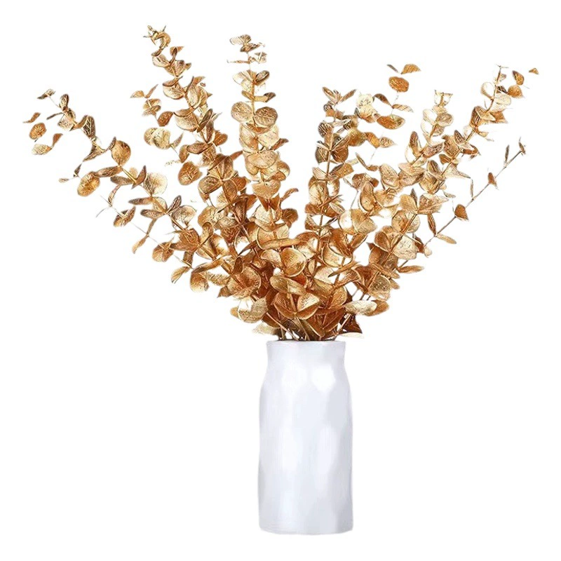 Трансграничный золотой эвкалипт Эвкалипт листья эвкалипта эвкалипта один эвкалипт 38cm украшения свадебные поддельные зеленые листья дома поддельные цветы
