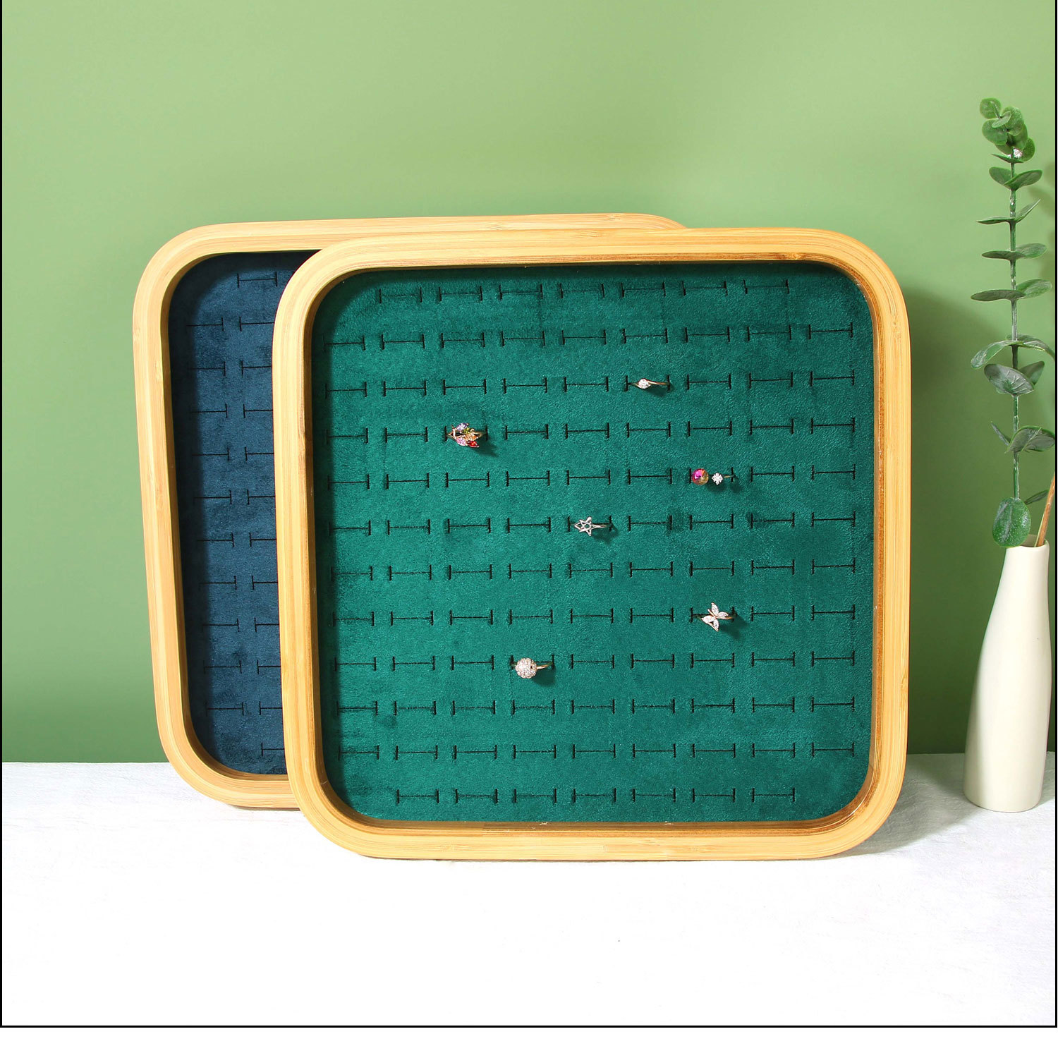 Simple Style Color Block Solid Wood Wholesale Jewelry Rack display picture 1