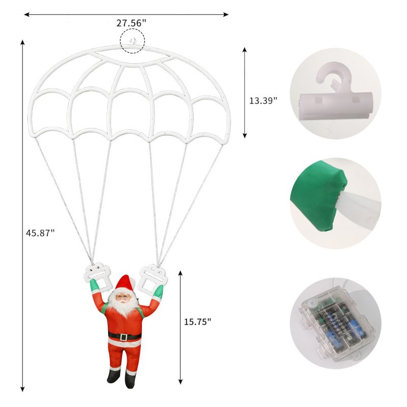 クリスマスライト LED サンタクロース パラシュート ルームライト ストリングライト 屋内外 クリスマス雰囲気装飾 ホリデーデコレーション|undefined
