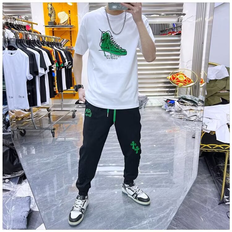 T-shirt court à manches mi-longues pour homme, vêtement d'été polyvalent, marque tendance, ample, américain, High Street_voghion.com