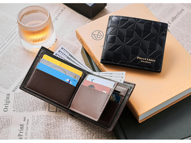 Herrentaschen Neue Herrenbrieftasche Kurze Brieftasche mit mehreren Kartenfächern Mode Lässige Brieftasche Herren Business Dreifach gefaltete horizontale weiche Brieftasche_voghion.com