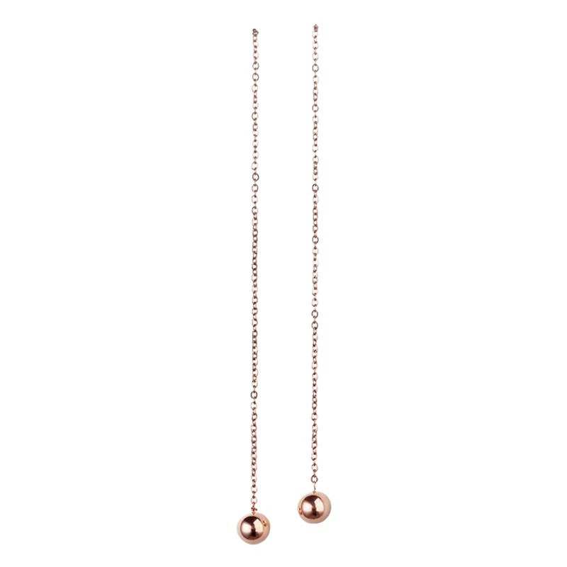 Титановая сталь 18K Gold Bean Ear Line Женские Элегантные Простые серьги из Южной Кореи Кибер-знаменитости Длинные серьги-гвоздики Серьги
