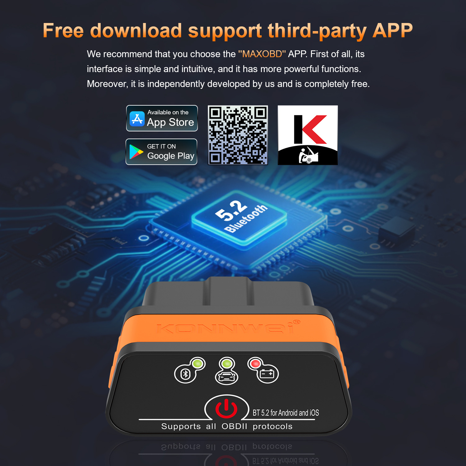 KONNWEI KW901蓝牙4.0  5.0 5.2ELM327汽车OBD故障诊断仪检测仪